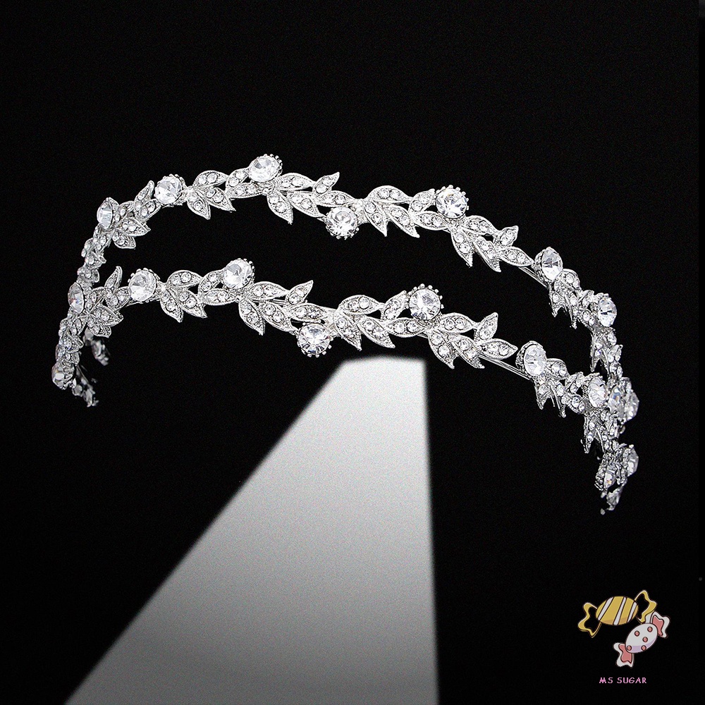 YADORNOS  Băng Đô Cài Tóc Bằng Hợp Kim Bạc Không Gây Dị Ứng Đính Pha Lê Thời Trang