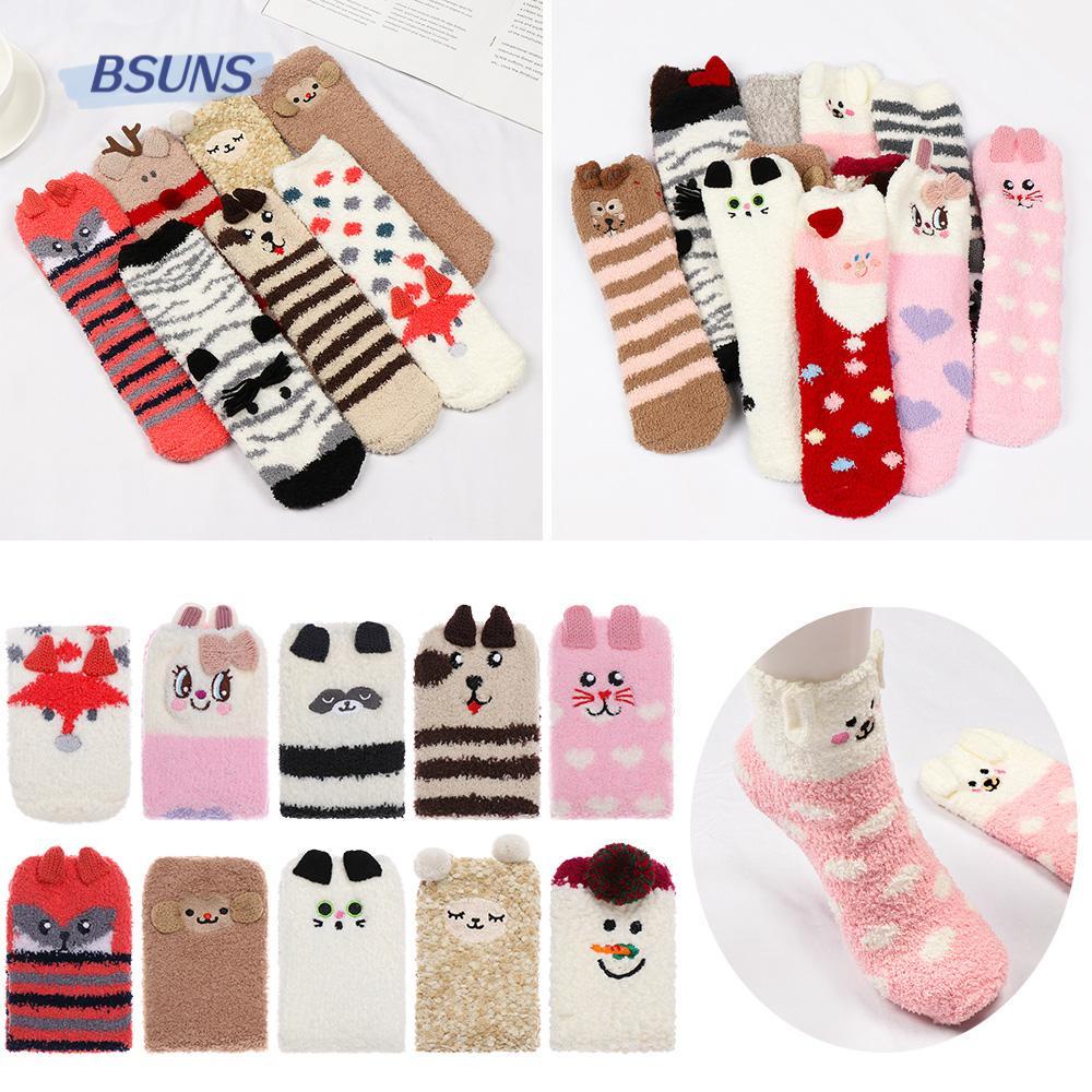 BSUNS Vớ Dày Giữ Ấm Chống Trượt Họa Tiết Động Vật Dành Cho Người Lớn