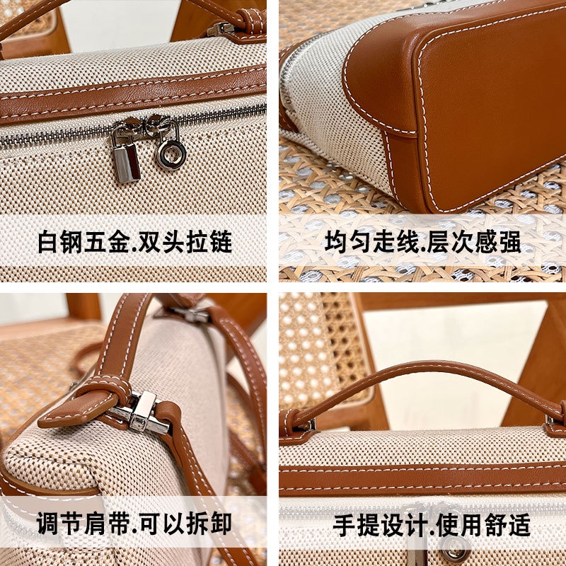 Túi Canvas LP19 loro * piana Đeo Chéo Vai Bằng Da Thật