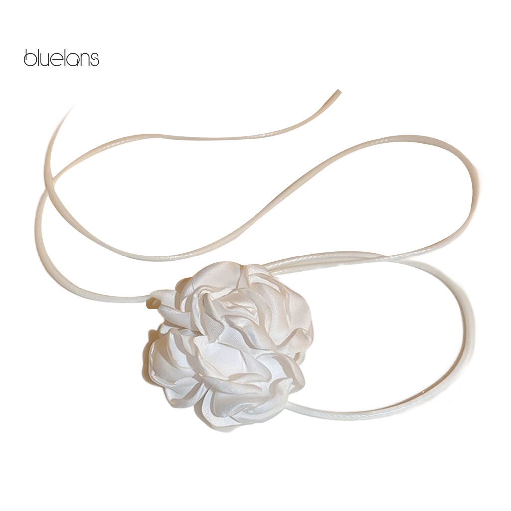 Vòng Cổ Choker Họa Tiết Hoa Hồng 3D Màu Trắng Đen Thanh Lịch Có Thể Điều Chỉnh