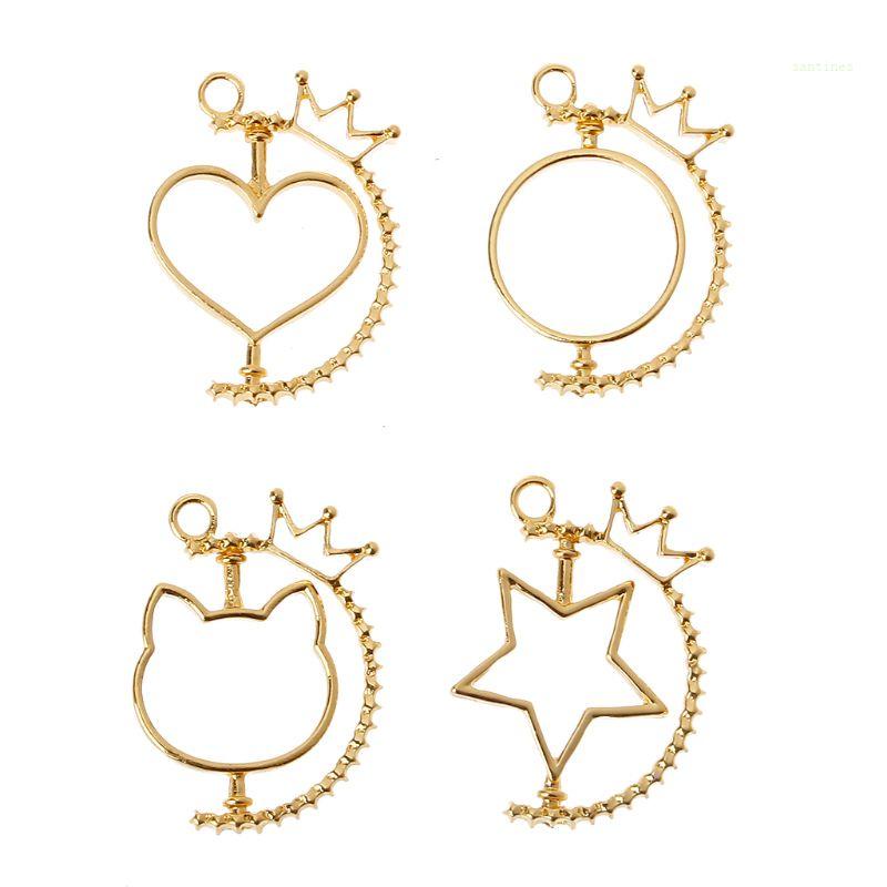 Khung Nhựa Rỗng Xoay Mini Làm Mặt Dây Chuyền / Móc Khóa Trang Sức DIY