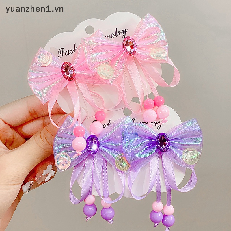 Kẹp Tóc Nơ Đính Đá Nhiều Màu Sắc Kiểu Công Chúa Xinh Xắn Cho Bé Gái