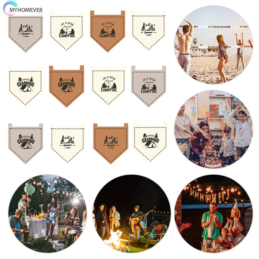 Bộ 12 Lá Cờ Treo Cắm Trại Có Thể Điều Chỉnh Độ Dài Tiện Dụng