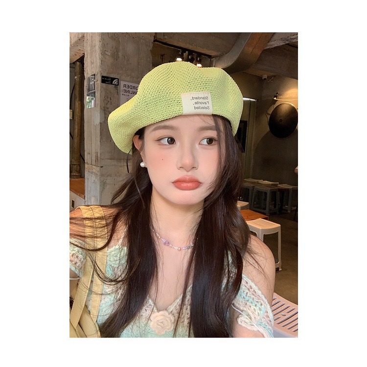 Mũ Beret Dệt Kim Mỏng Thoáng Khí Thời Trang Mùa Hè Phong Cách Nhật Bản Cho Nữ