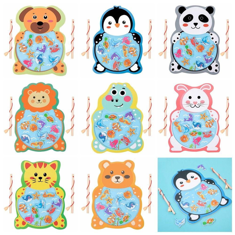 MMLUCK Bộ Đồ Chơi Câu Cá Bằng Gỗ Hình Gấu Trúc / Thỏ Dễ Thương Cho Bé