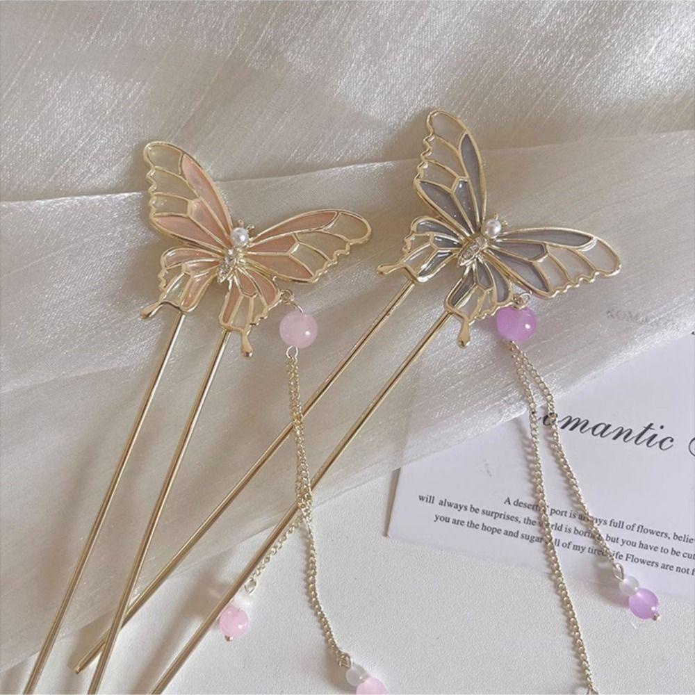 ANEMONE Trâm Cài Tóc Hình Bướm Bằng Kim Loại Phong Cách Cổ Điển Cho Nữ