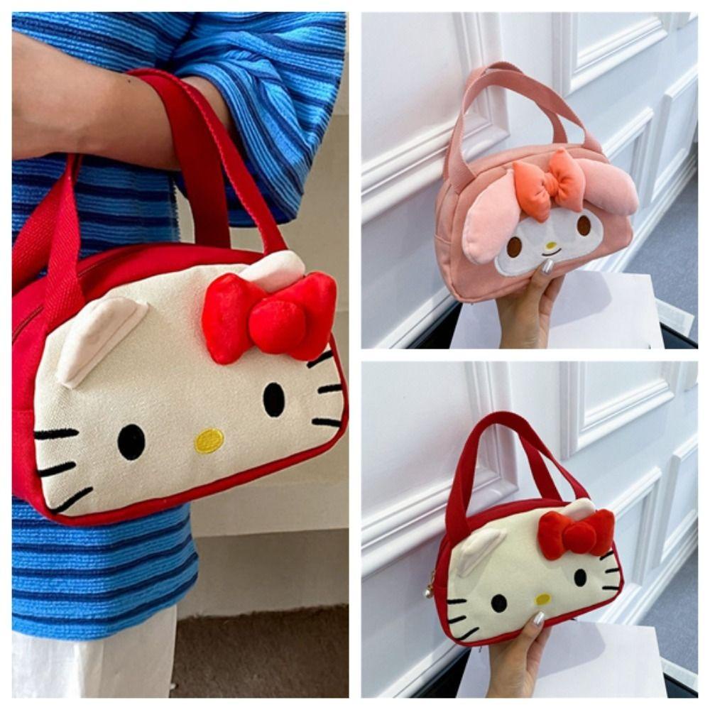 FALLFORBEAUTY Túi Xách Canvas In Hình Mèo Kitty Dễ Thương