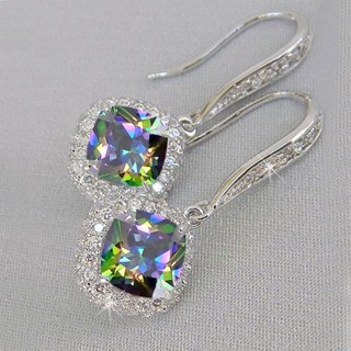  Bông Tai Đính Đá Zircon Hình Vuông Phong Cách Âu Mỹ Cao Cấp Dễ Phối Đồ Dành Cho Nữ