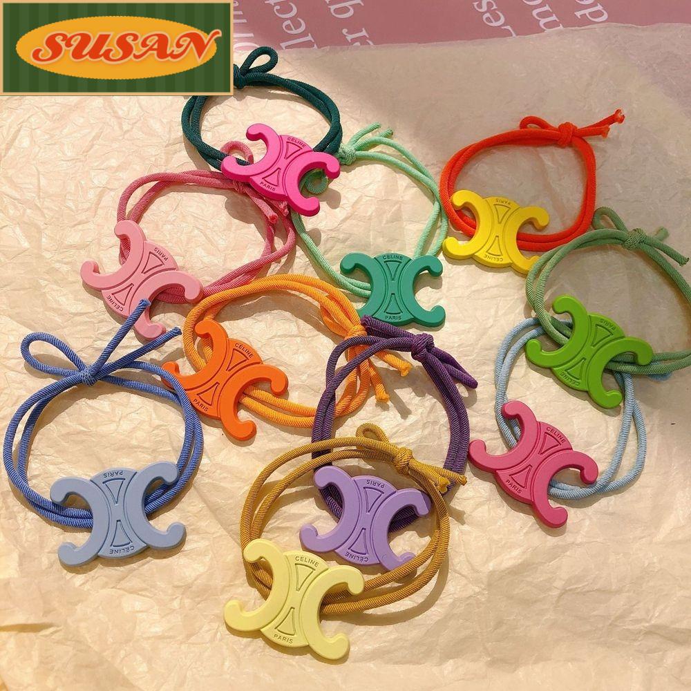 SUSANS Dây Cột Tóc Đuôi Ngựa Co Giãn Màu Kẹo Dễ Thương Cho Nữ
