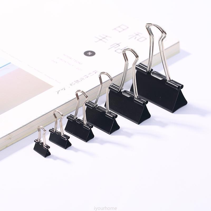 1 Kẹp Cố Định Tấm Vé Đuôi Dài 15mm Màu Đen Bằng Kim Loại Dùng Trong Trường Học / Văn Phòng