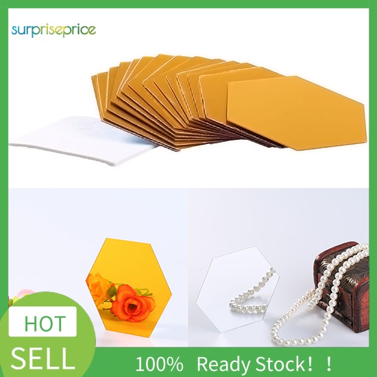 Bộ 12 Miếng Dán Tường Tráng Gương Hình Lục Giác 3D Độc Đáo Thời Trang DIY