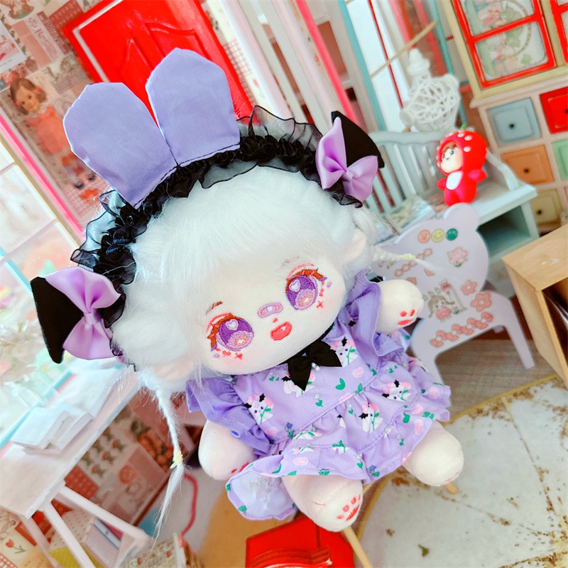 Búp Bê Em Bé Mặc Đầm Tím Vải Cotton 20cm Thiết Kế Dễ Thương