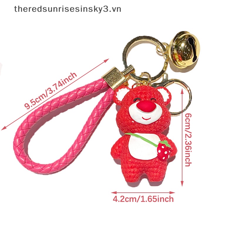 Móc Khóa Resin Hình Gấu Dâu Tây Dễ Thương Sáng Tạo Dành Cho Cặp Đôi
