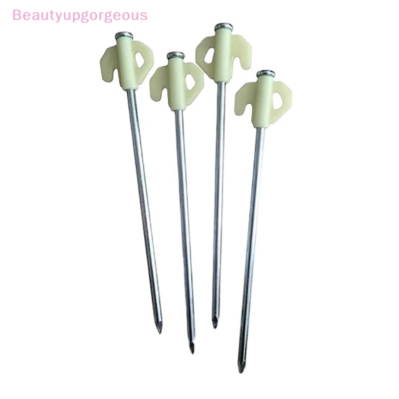 Bộ 4 Đinh Cắm Trại Bằng Thép 21CM Độ Bền Cao Có Lỗ Gắn Đất Trắng