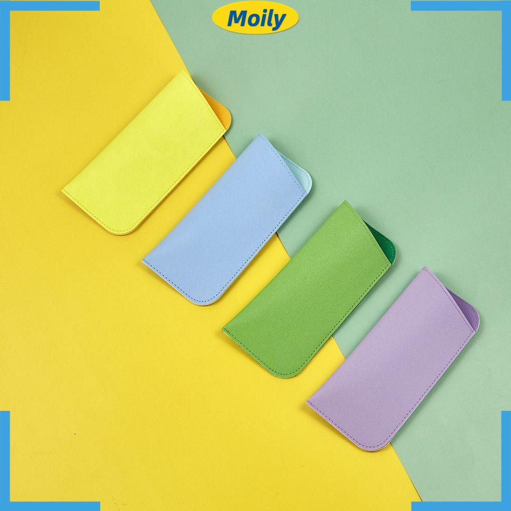 MOILYVN Túi Da Đựng Mắt Kính Đa Năng Màu Trơn Ốp