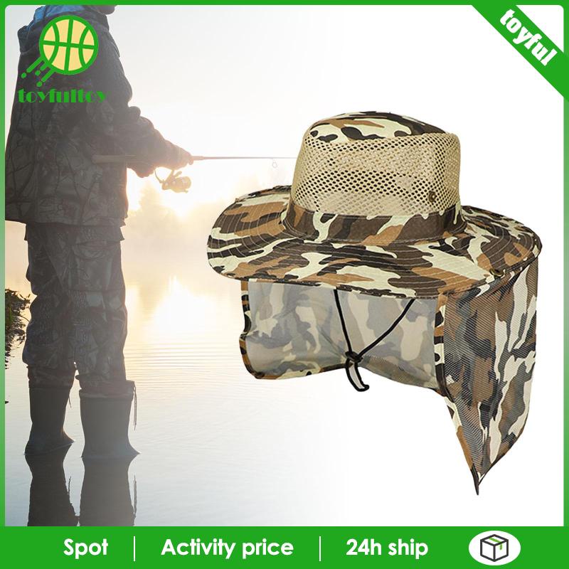 Mũ Rộng Vành Chống Nắng / Gió Có Tấm Che Cổ Dùng Leo Núi / Câu Cá Tiện Dụng Cho Nam