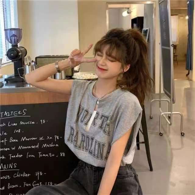 Áo Thun Nữ Không Tay Cổ Chữ V Phong Cách Hàn Quốc Mới