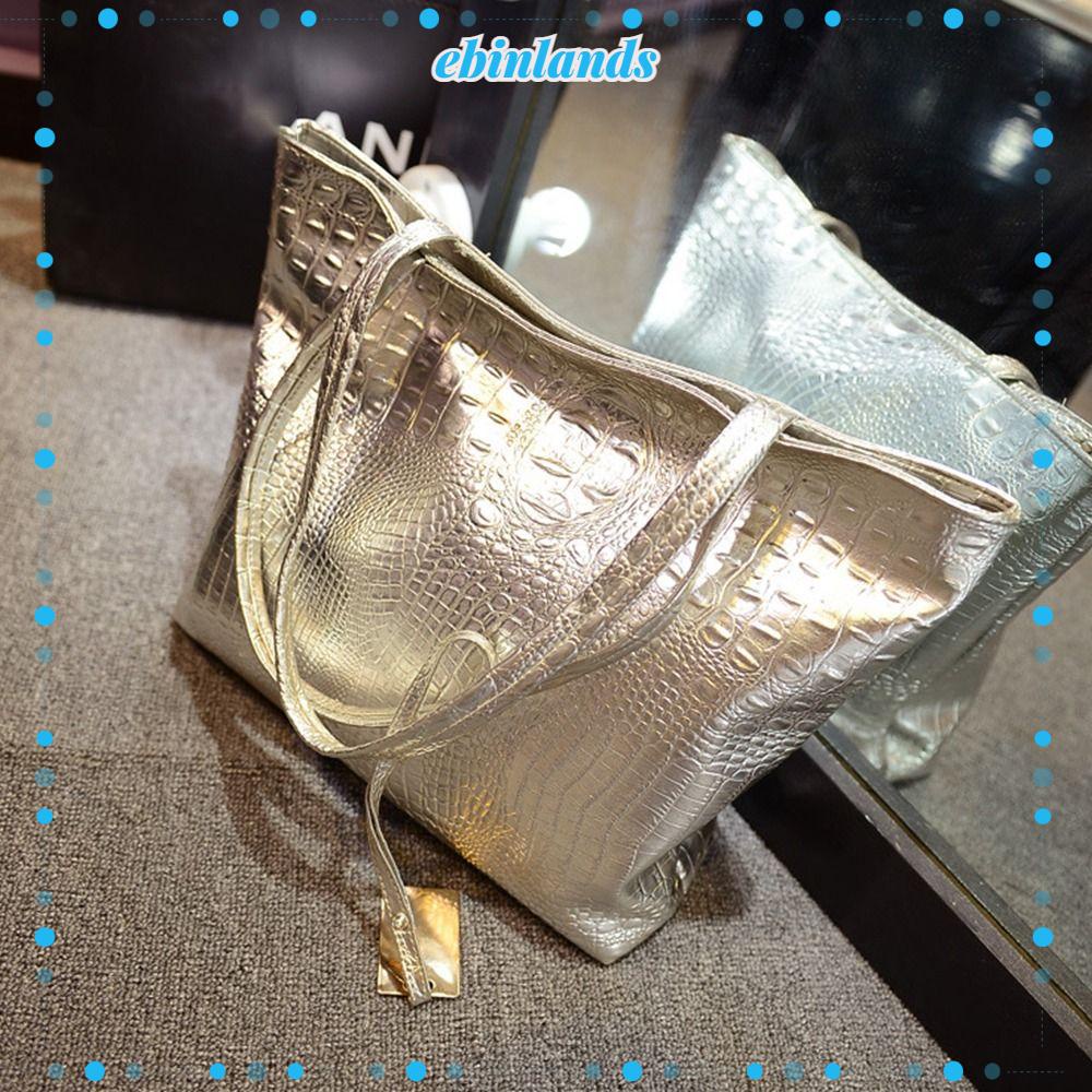 EBINLANDS Túi Tote Đeo Vai Đựng Mỹ Phẩm Sức Chứa Lớn Họa Tiết Da Cá Sấu Cho Nữ