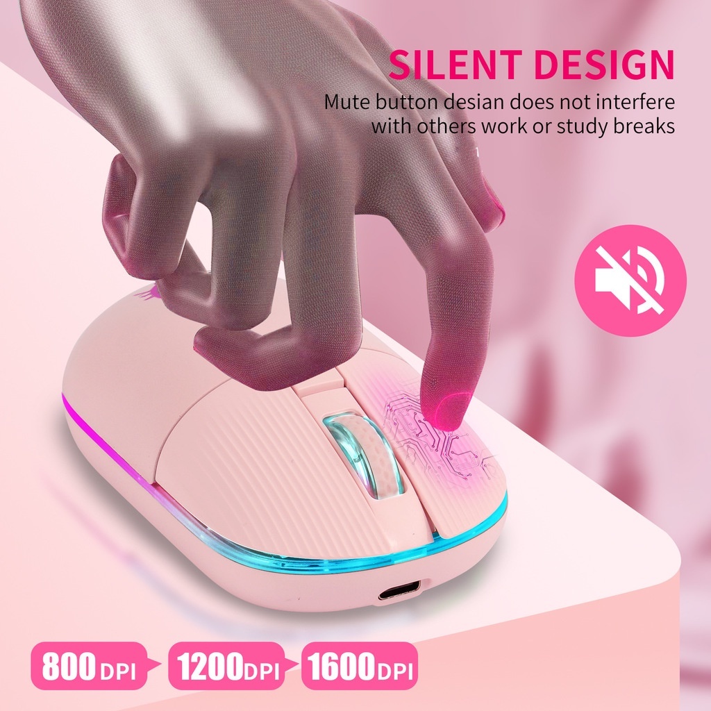 DIGIBLUSKY Chuột không dây 2.4ghz type-c rgb