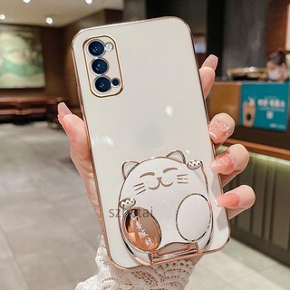 ốp lưng oppo reno 4 reno 5 reno 4 pro reno 5 pro Ốp Điện Thoại Silicon Mềm Hình Mèo May Mắn 3d Có Giá Đỡ Cho oppo reno 4 reno 5 reno 4 pro reno 5 pro