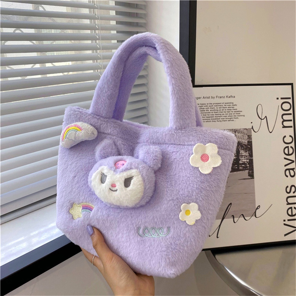 Túi Tote Hoạt Hình Sanrio Series Fluffy Doll Kuromi Yugui Dog Kawaii Shopping Bag Student KINOSTAR .