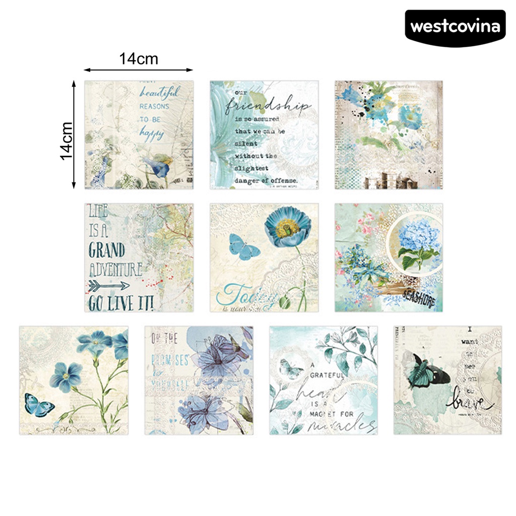 [WSTN]✎Set 50 Giấy In Hoa Phong Cách Vintage Trang Trí Thủ Công