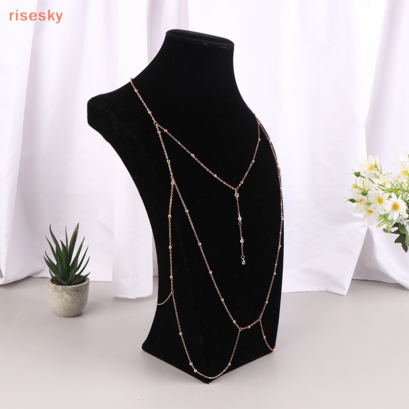 [risesky] Phụ Kiện Bikini Dây Xích Phối Tua Rua Đính Đá Zircon Quyến Rũ Cho Nữ Đi Biển / Đám Cưới