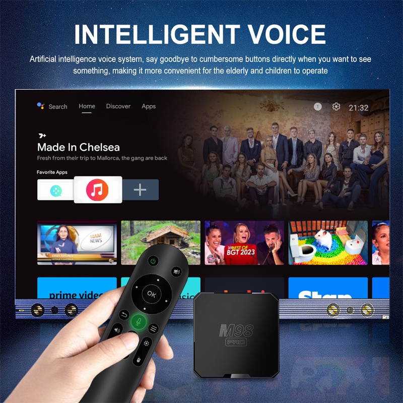 Tv Box TCS1-Candroid 10.0 M98Pro H313 2GB 16GB ATV 4K WiFi 2.4G 5G BT 5.0 Và Điều Khiển Giọng Nói TCS1