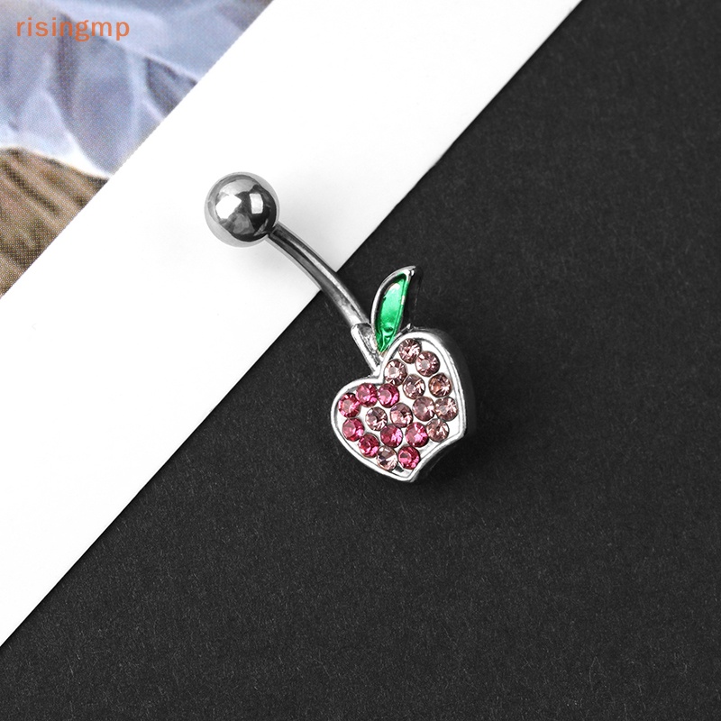 Khuyên Rốn Bằng Thép Không Gỉ Hình Trái Cherry Đính Đá Quyến Rũ Cho Nữ
