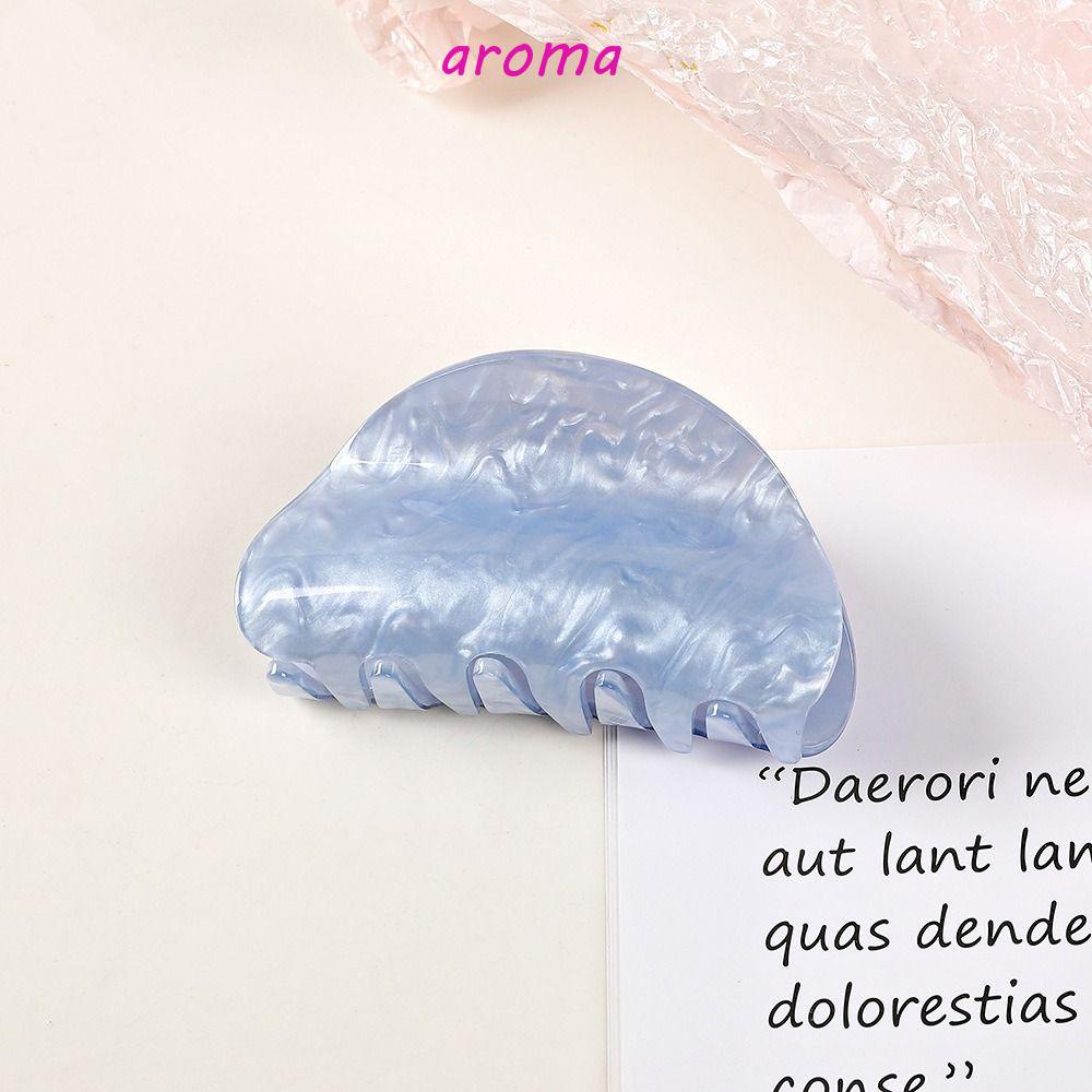 AROMA Kẹp Tóc Càng Cua Bằng Acrylic Họa Tiết Kẻ Sọc Xanh Dương Dễ Thương Thời Trang Mùa Hè Cho Bạn Gái