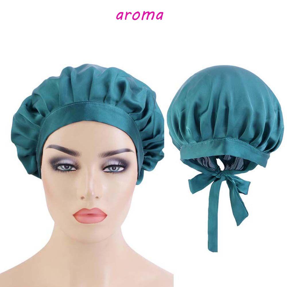 AROMA Mũ Trùm Đầu Khi Tắm Chất Liệu Giả Lụa Mềm Mại Tiện Dụng Cho Nữ