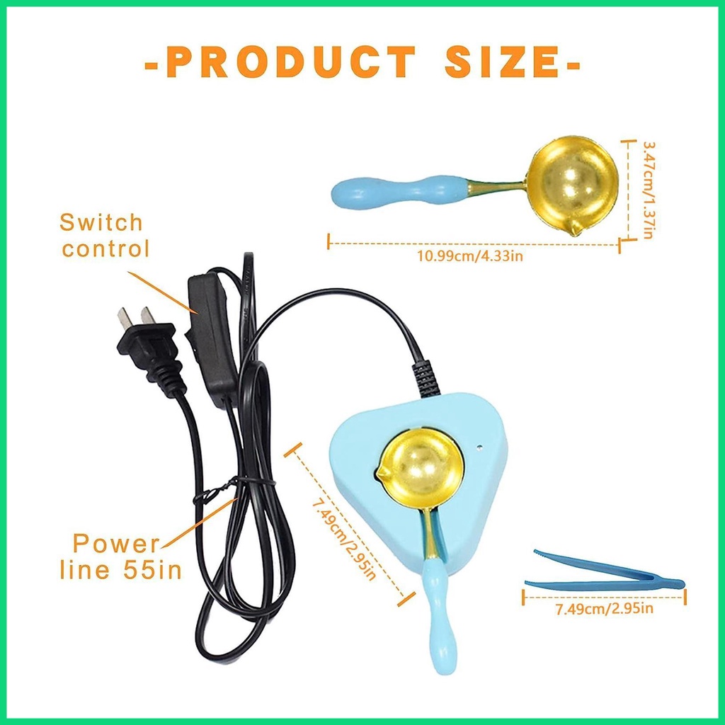 Máy Đun Nóng Chảy Sáp Niêm Phong Bao Bì Thư DIY Kèm Muỗng Điều Chỉnh Nhiệt Độ Tự Động