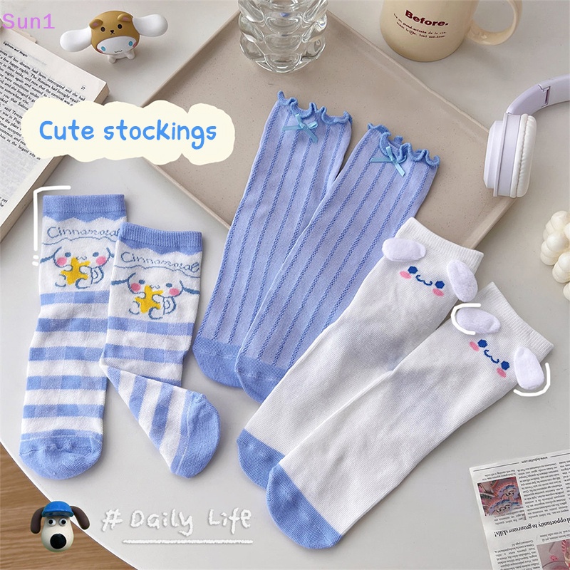 Sun1 > Vớ Cotton Cổ Vừa Thoáng Khí Họa Tiết Hoạt Hình Cinnamoroll Nhật Bản Đáng Yêu Dành Cho Bé Gái