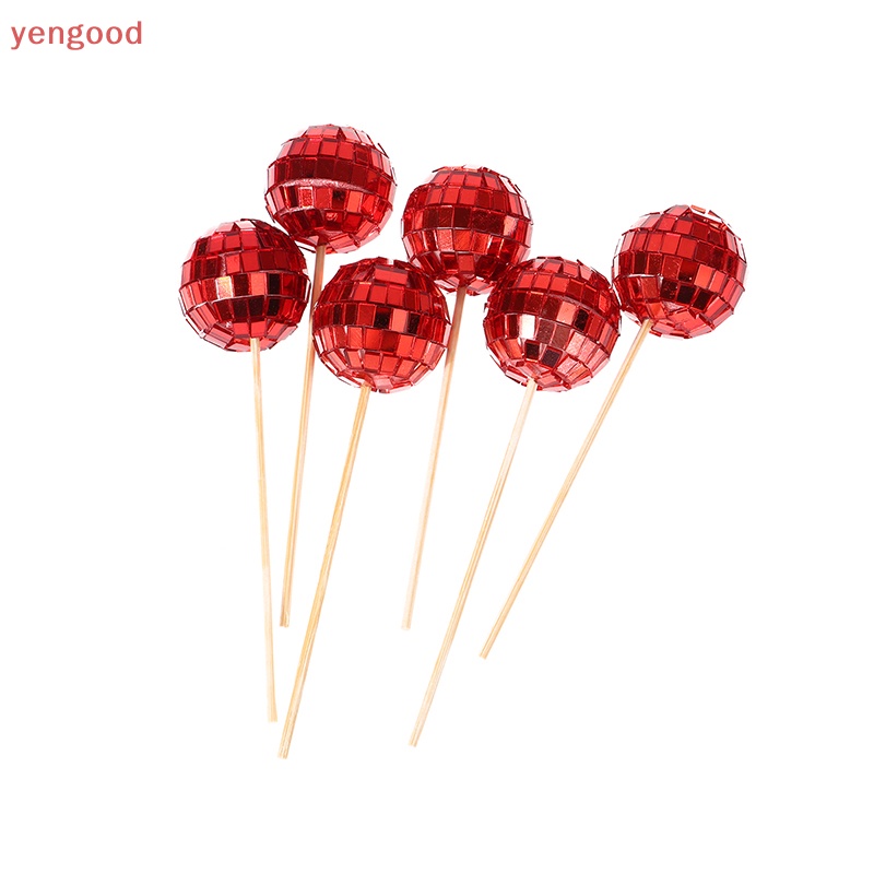 Set 12 Que Cắm Tráng Gương Dùng Trang Trí Bánh Kem Phong Cách Retro