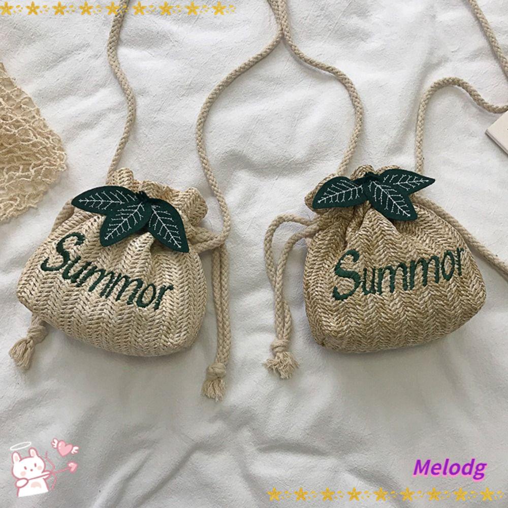 MELODG Túi Cói Dây Rút Thiết Kế Xinh Xắn Thời Trang