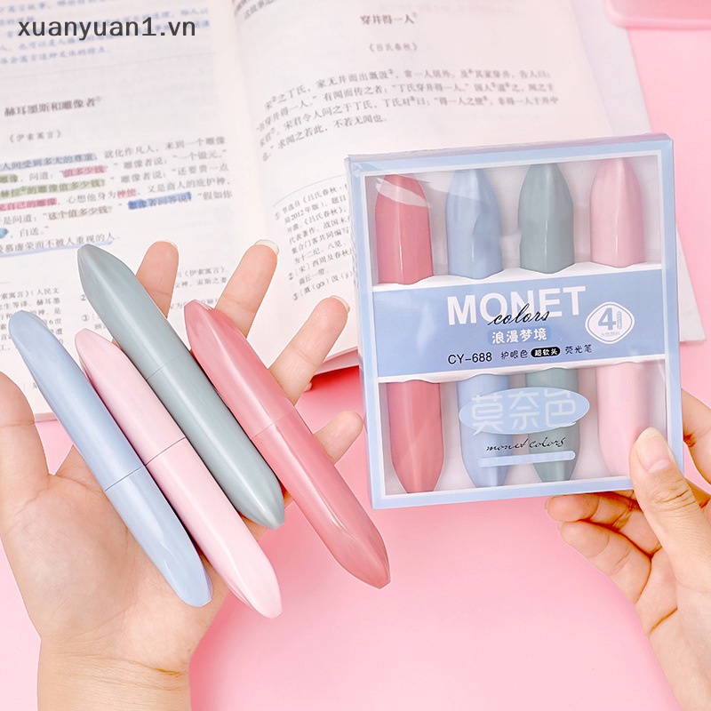 Set 4 Bút Đánh Dấu Màu Kẹo Ngọt Dung Tích Lớn Tiện Dụng
