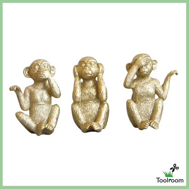 Set 3 Tượng Khỉ Sáng Tạo Trang Trí Lối Đi