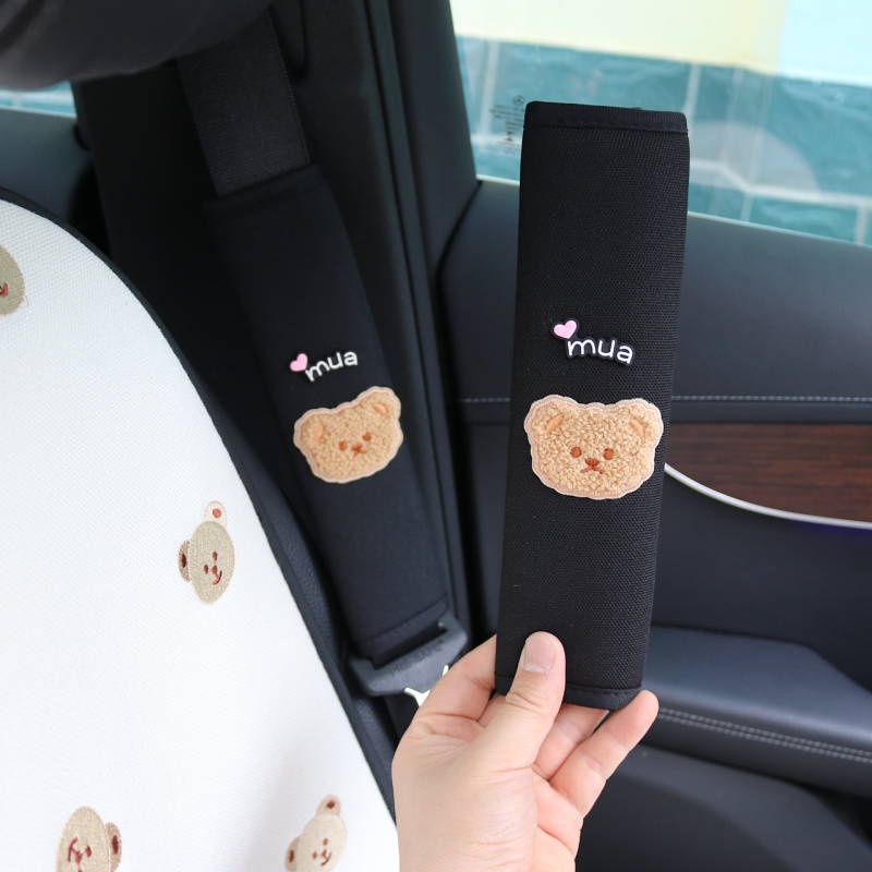 Car Safety Belt Shoulder Pad Ice Silk Cute Bear Safety Belt Protective Case Lengthened inside the Car Top Decoration Female gXEV