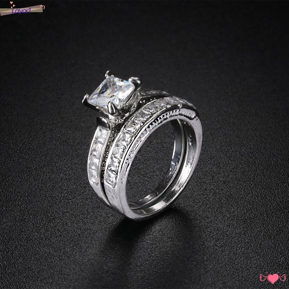 LAYOR1 Nhẫn Cưới Thiết Kế Mới 2 Trong 1 Cao Cấp Thời Trang Dành Cho Nữ