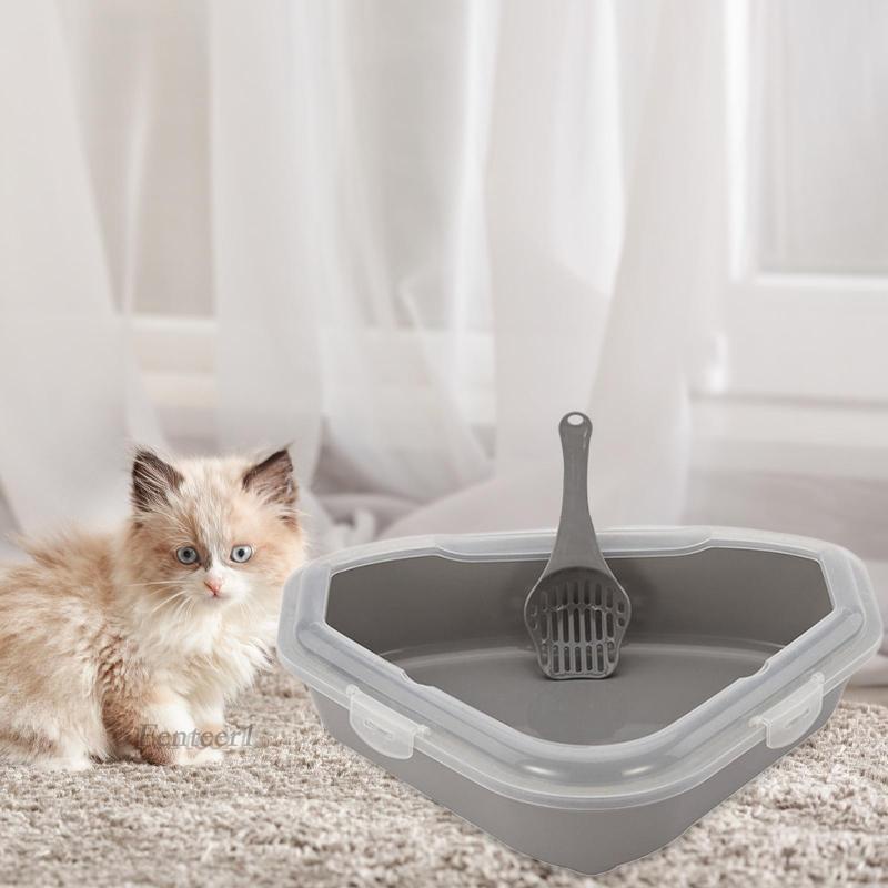 Khay Đựng Cát Vệ Sinh Hình Tam Giác Gắn Góc Giường Cho Mèo Cưng