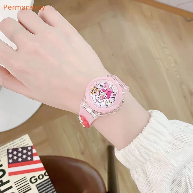 SANRIO Đồng Hồ Điện Tử Dạ Quang Hình Anime My Melody Kuromi Cinnamoroll Dễ Thương Làm Quà Sinh Nhật Cho Bé Gái