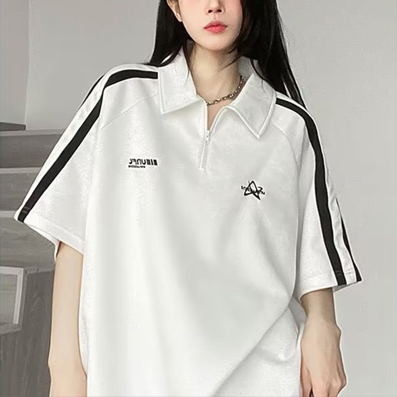 Áo polo Dáng Rộng Tay Ngắn In Chữ Phong Cách Mỹ Thời Trang Mùa Hè Mới Cho Nam