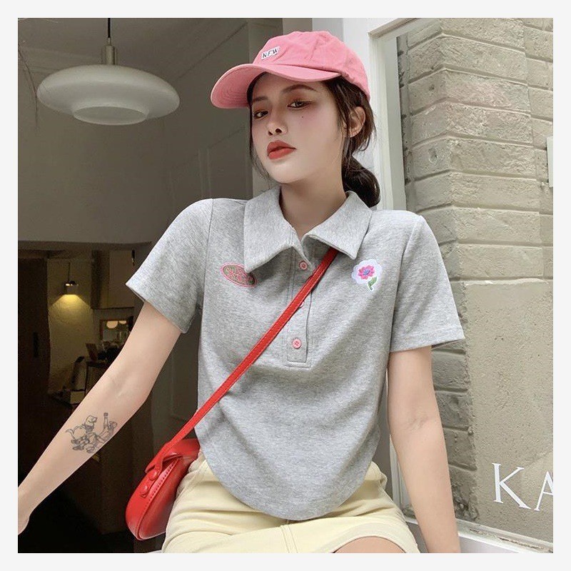 Áo Thun Ngắn Tay Cổ Chữ v Màu Sắc Mơ Mộng Thời Trang Cho Nữ