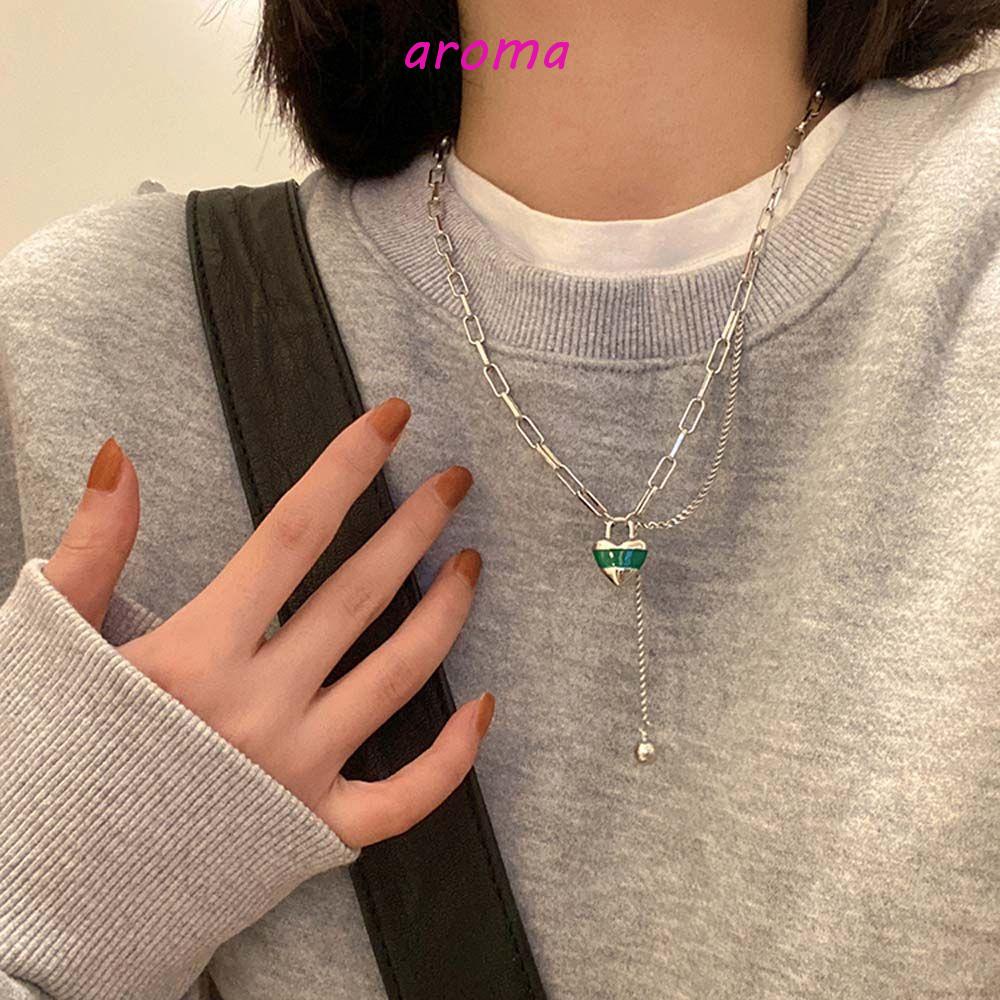 Vòng cổ Hợp Kim Hình Trái Tim Đơn Giản Sáng Tạo Phong Cách Hip Hop Hàn Quốc Cho Nữ