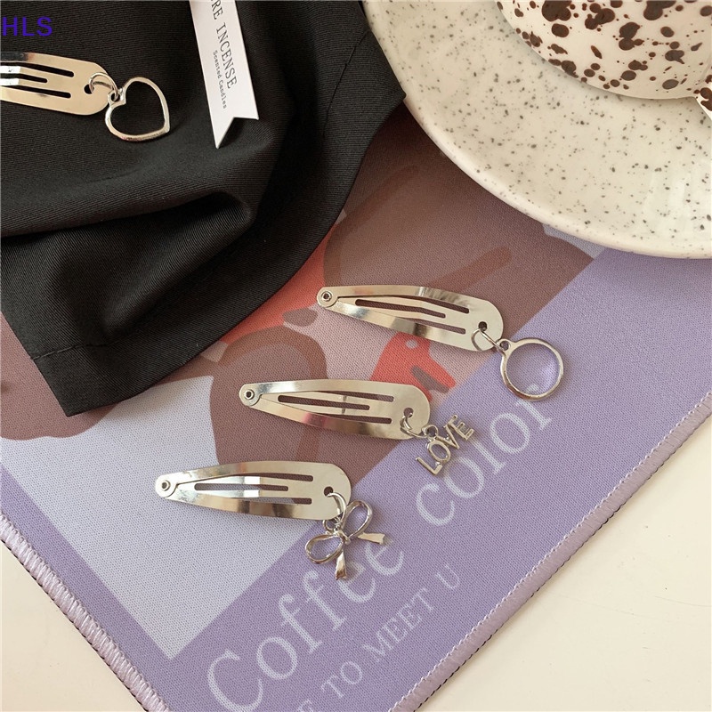 [HLS] Set 2 Kẹp Tóc Kim Loại Đính Mặt Ngọt Ngào Cá Tính Cho Nữ