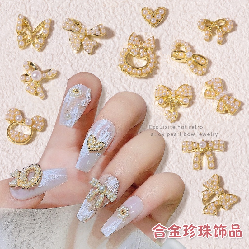 Phụ Kiện Trang Trí Móng Tay Hình Nơ Đính Đá Xinh Xắn