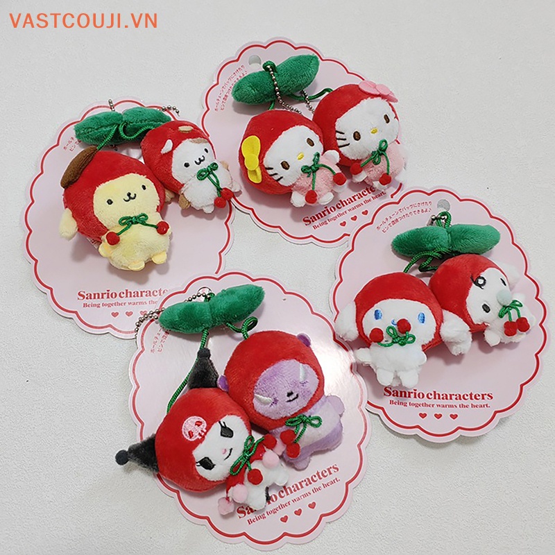 SANRIO Thú Nhồi Bông Hình Quả Cherry / Mèo Hello Kitty / Trái Cherry Trang Trí Balo Đi Học