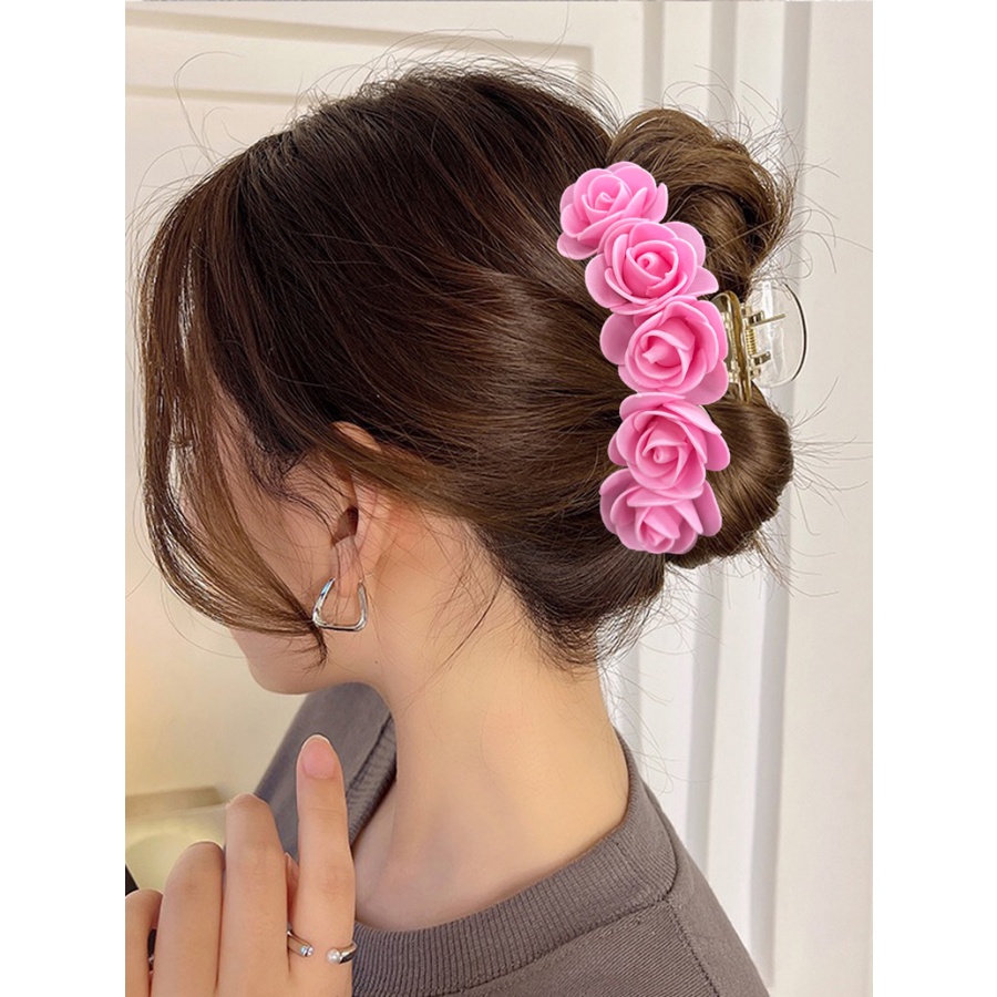 Kẹp Tóc Hoa Hồng Chất Liệu Acrylic Thời Trang Cho Nữ