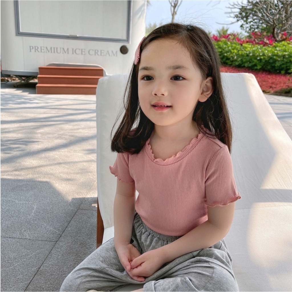 Áo Thun Tay Ngắn Dệt Kim Mỏng Màu Sắc Đơn Giản Phong Cách Hàn Quốc Cho Nữ