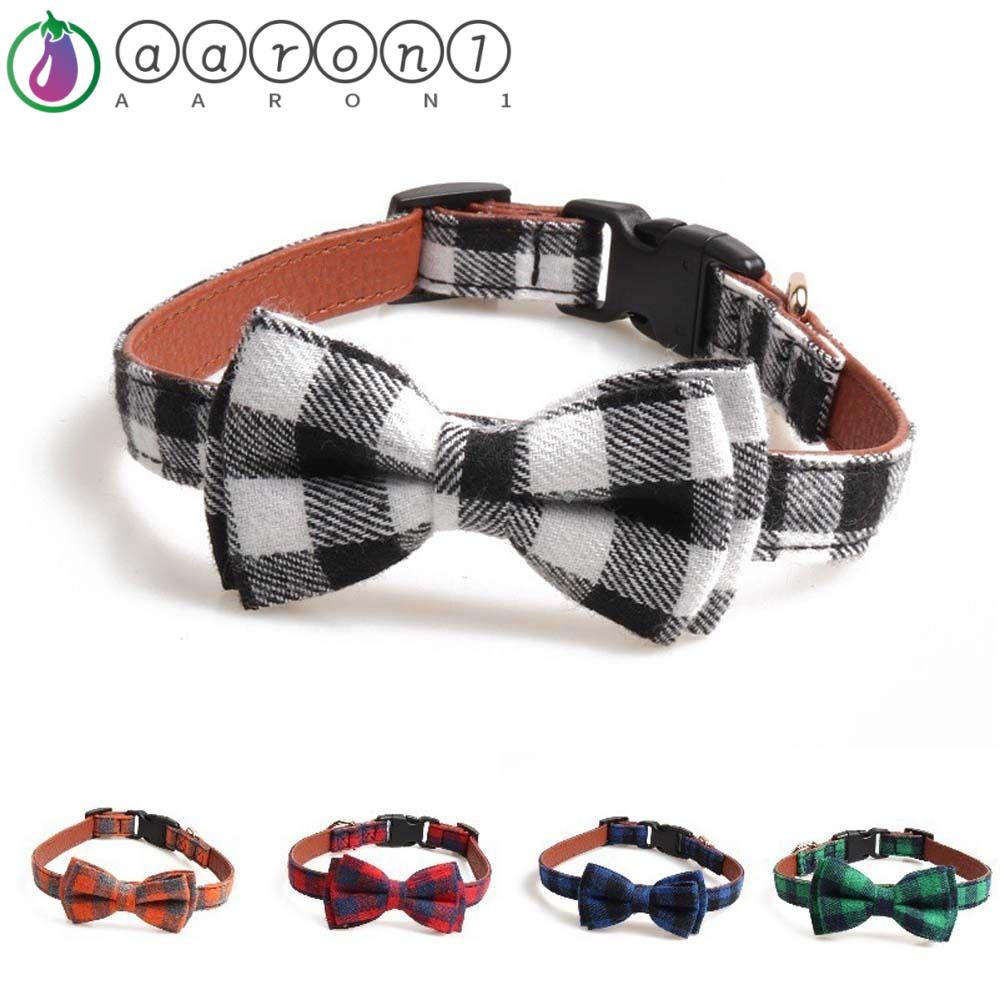 AARON1 Vòng Cổ Thắt Nơ Họa Tiết Sọc Caro Có Thể Điều Chỉnh Cho Thú Cưng Cỡ Nhỏ / Vừa / Nhỏ